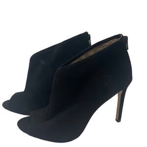 G.I.L.I. Peep Toe Zip Back Suede Booties Size 11 M Fantina Black